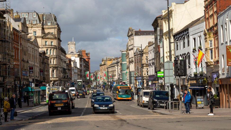 Cars in Cardiff city centre