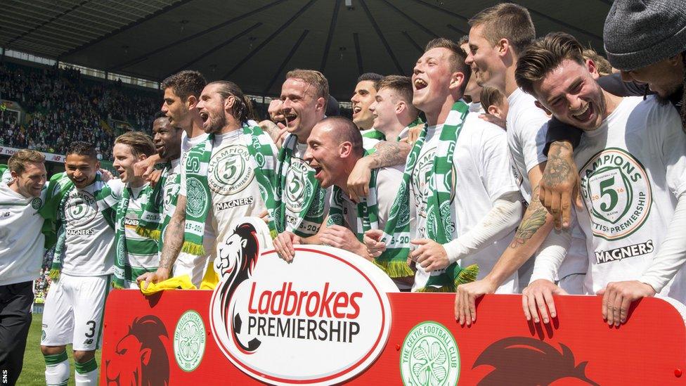 Celtic players celebrating