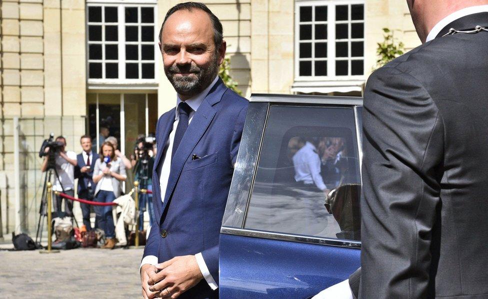 Edouard Philippe arrives at the Hotel de Matignon (15 May)