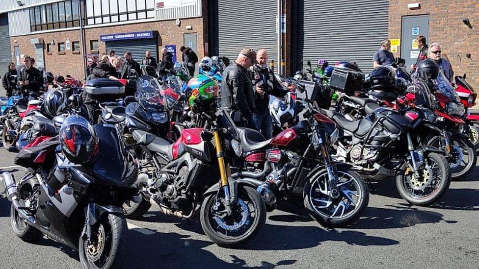 Motorcyclists arrive ready for the convoy in 2023