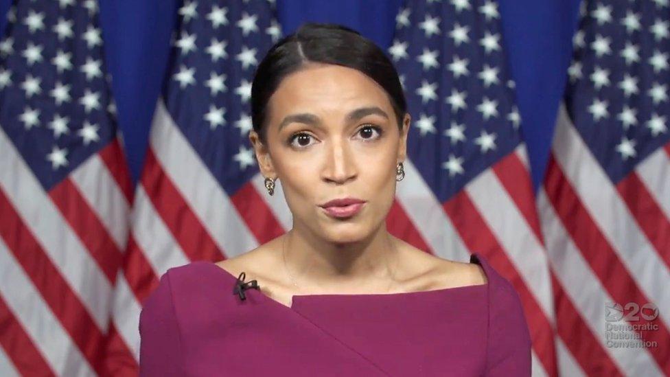 Alexandria Ocasio-Cortez speaks at the Democratic National Convention, 18 August 2020