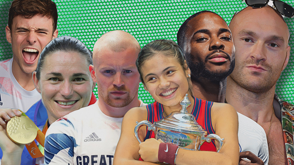 Tom Daley, Sarah Storey, Adam Peaty, Emma Raducanu, Raheem Sterling, Tyson Fury.