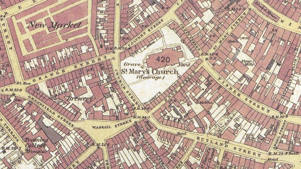 A map showing St Mary's Square