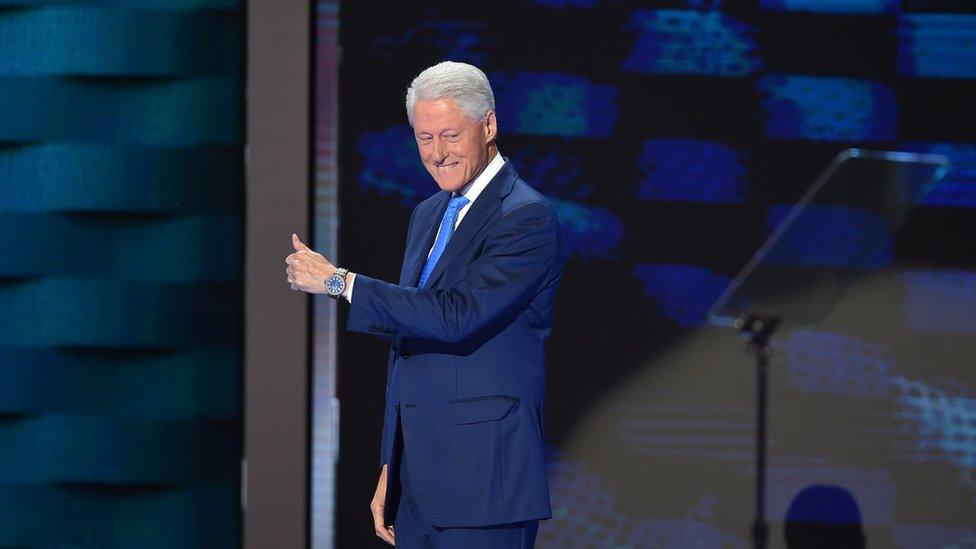 Former President Bill Clinton addresses the Democratic National Convention in Philadelphia on Tuesday, 26 July 2016.