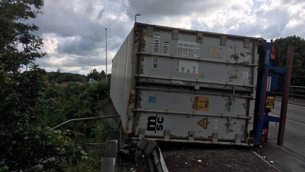 Overturned lorry