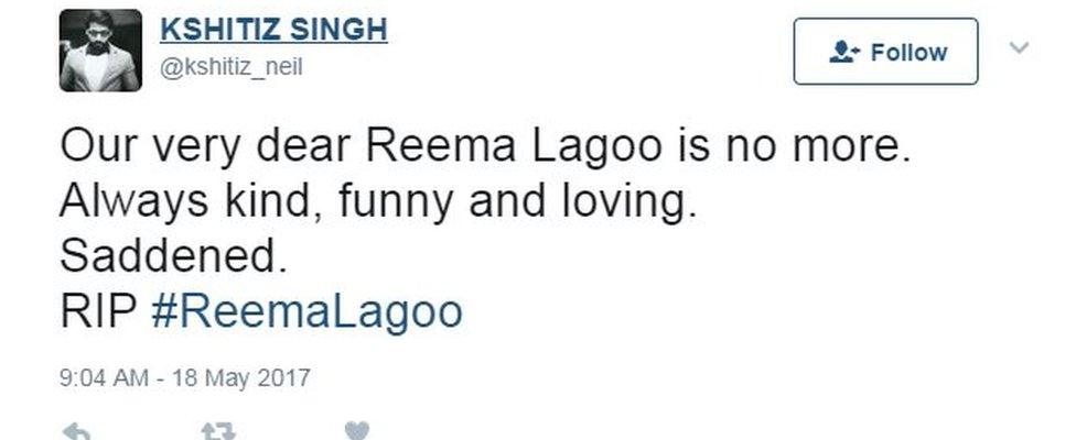 Our very dear Reema Lagoo is no more.