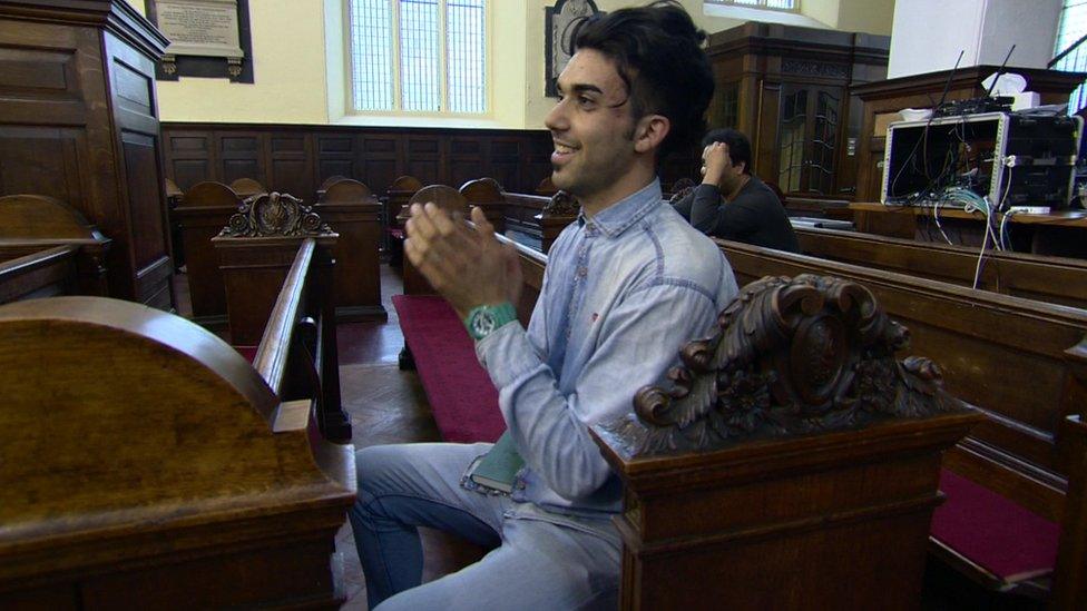 An Iranian Christian in a church