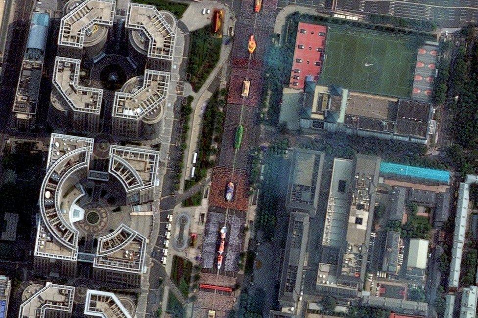 Maxar’s WorldView-2 satellite captured images of the National Day Parade in Beijing