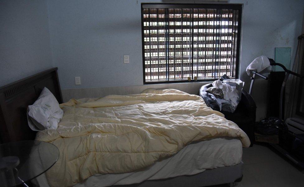 View of Brazilian drug trafficker Jarvis Chimenes Pavao"s cell at Tacumbu prison in Asuncion on July 28, 2016