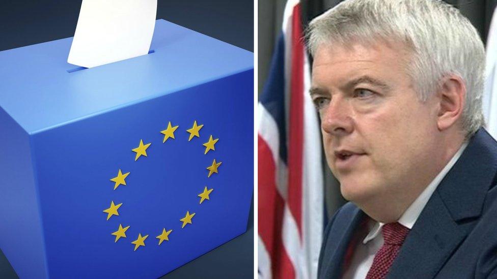 Ballot box and Carwyn Jones