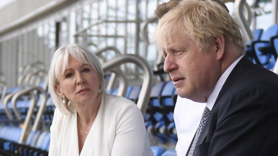 Nadine Dorries and Boris Johnson