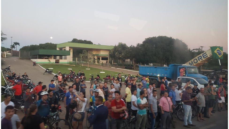 People queuing at a petrol station in Rondonia, Brazil