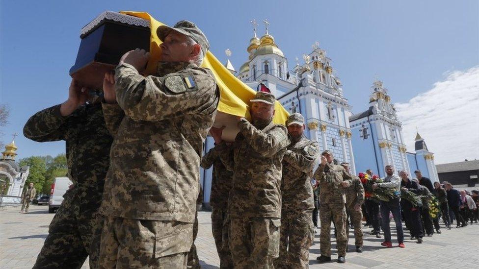 A Ukrainian military funeral in Kyiv, 4 May