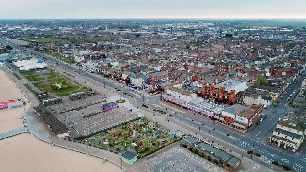 Drone shot of Great Yarmouth's 'golden mile'