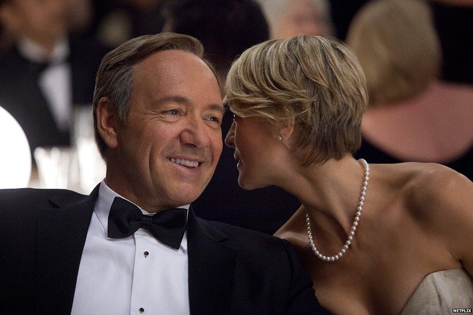 Kevin Spacey as US Congressman Frank Underwood and Robin Wright as Claire Underwood