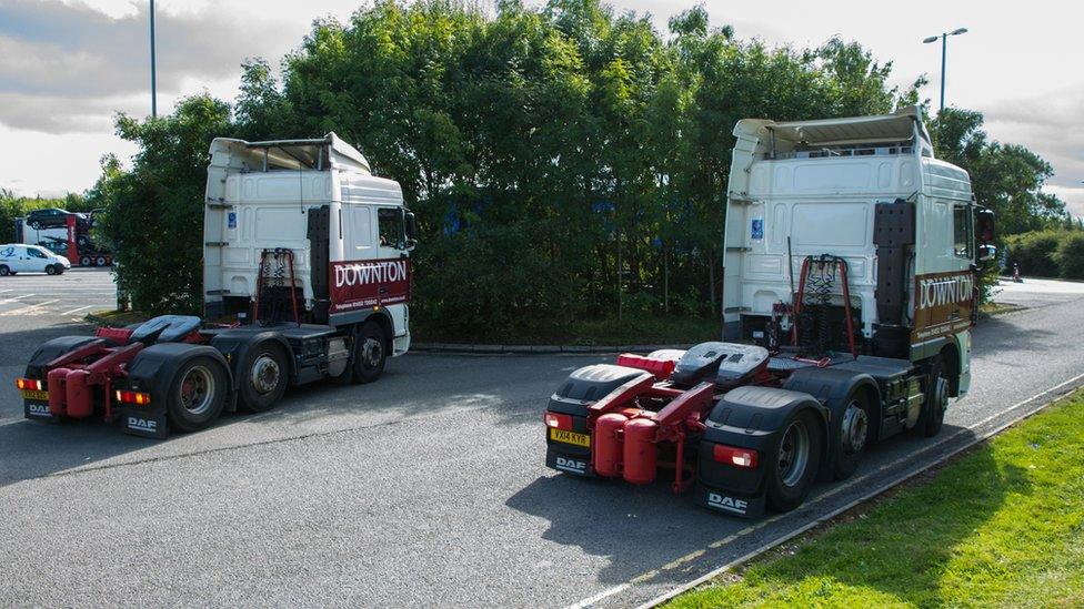 Two HGV cabs without trailers