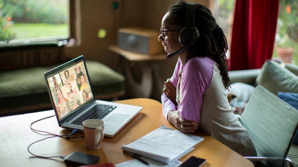 Woman working from home during lockdown