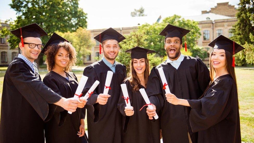 Students graduating from university