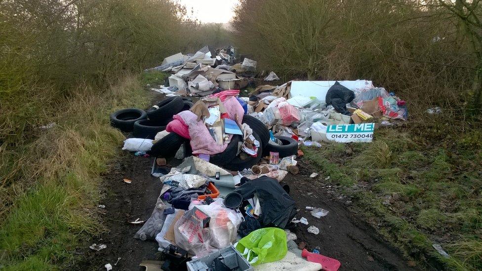 Rubbish dumped on a bridleway