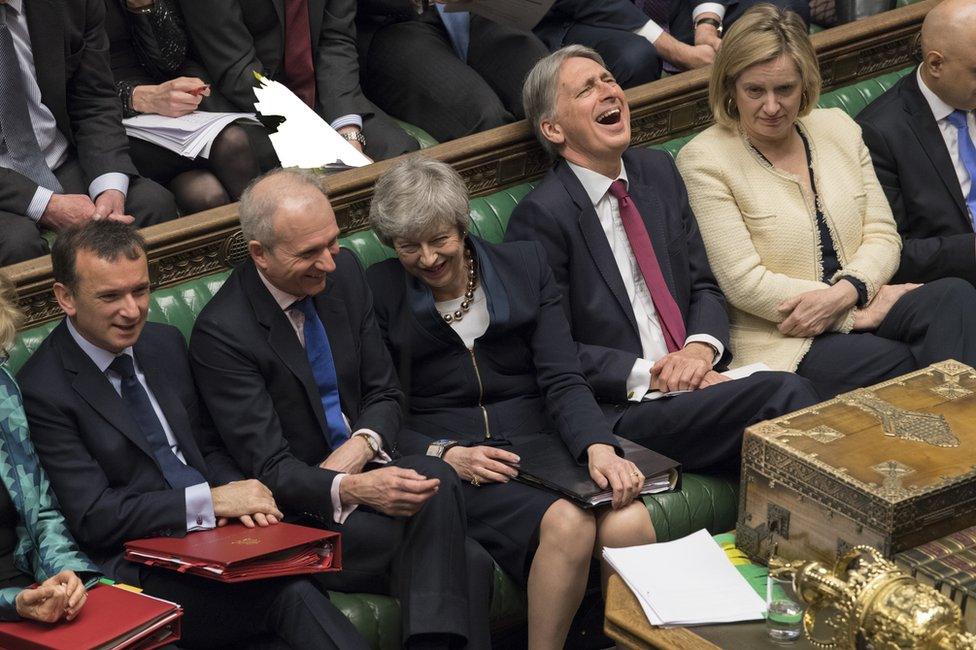 Theresa May and her cabinet in the House of Commons