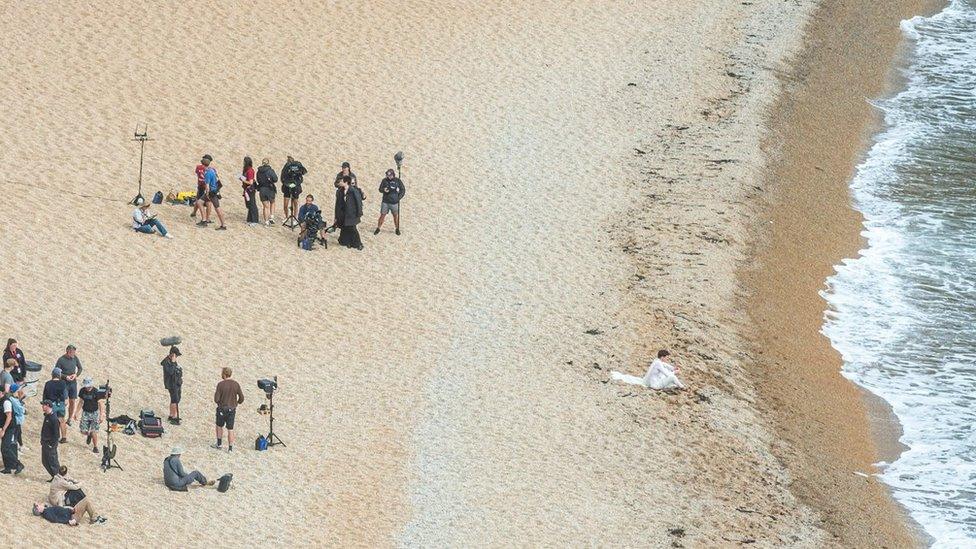 Sandman filming at Durdle Door