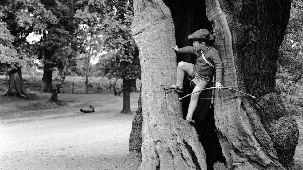 Boy dressed as Robin Hood at Sherwood Forest