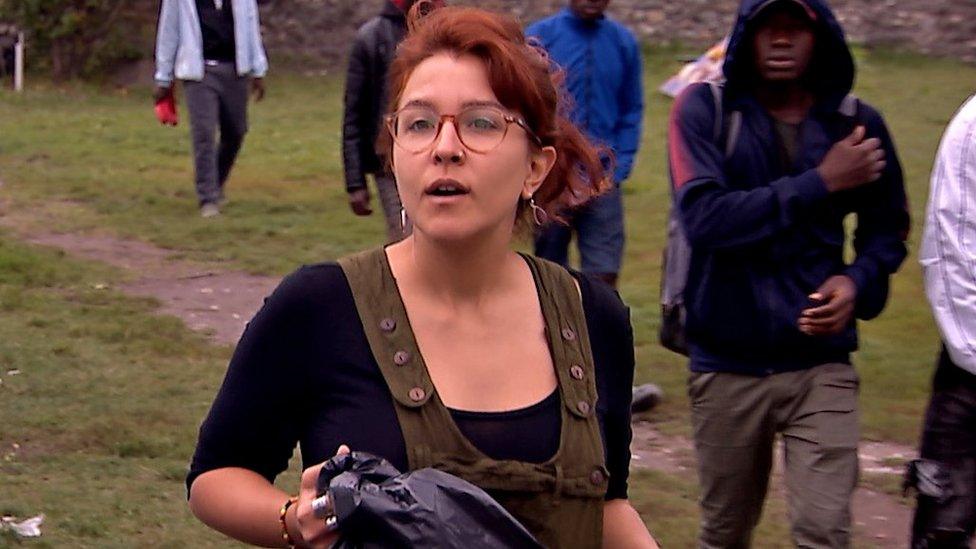 Elena, a young woman pictured in Oulx in northern Italy