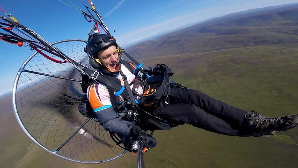 Daniel Jones in paramotor flight over the UK