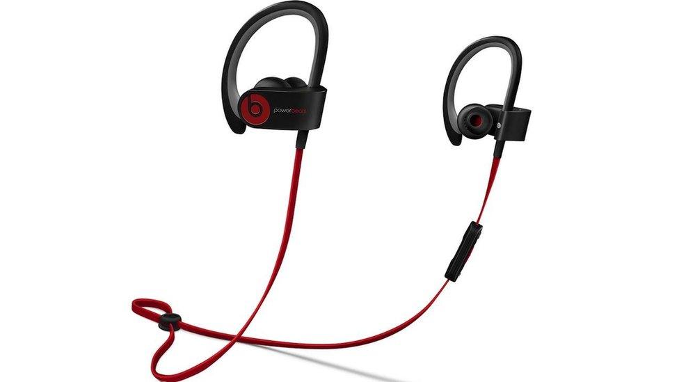 A pair of black and red Powerbeats2