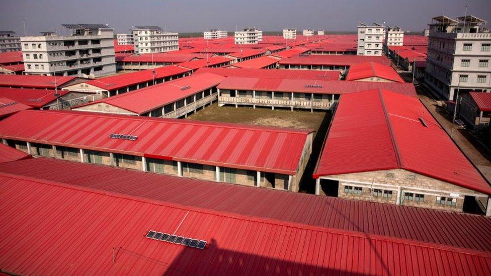 Aerial view of the new blocks built for refugees