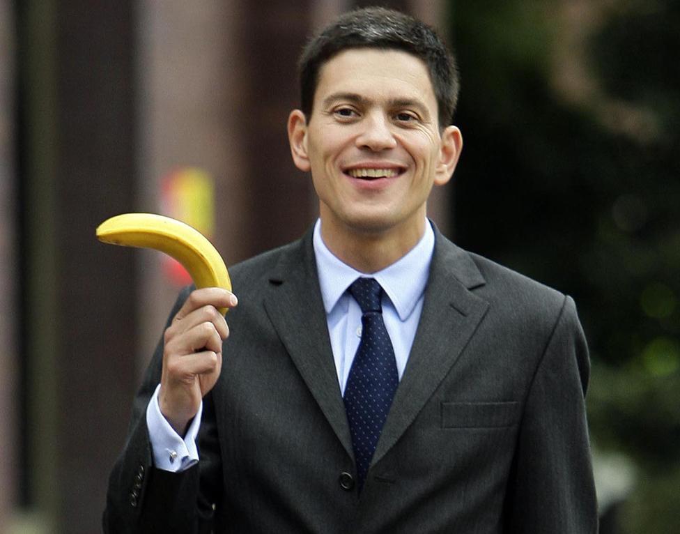 David Miliband with a banana