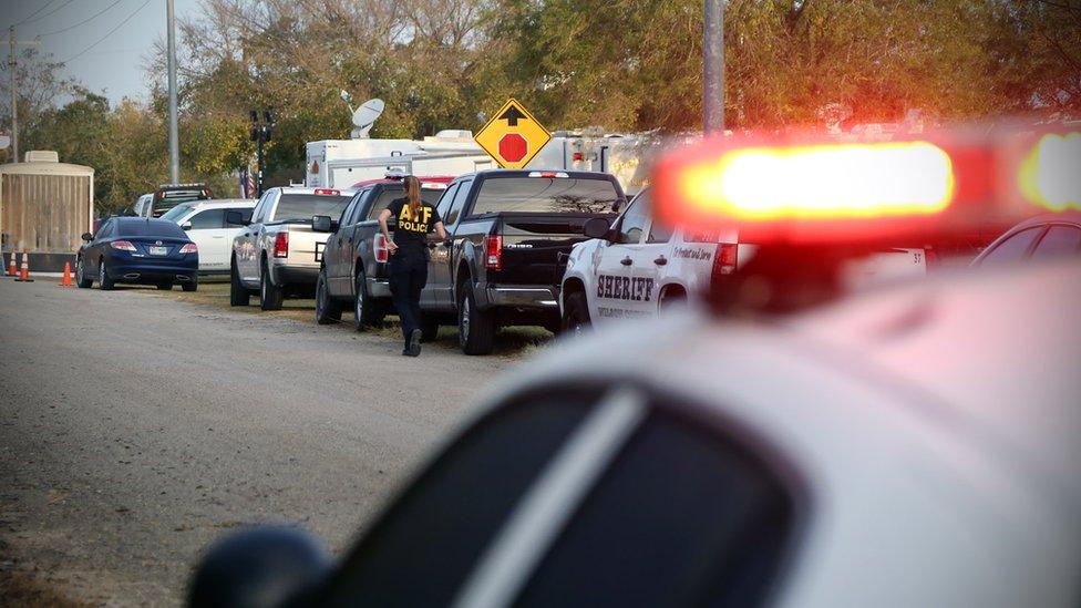 Police at the scene of the shooting