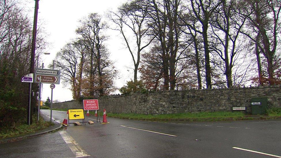 Road closed at Annahilt near Hillsborough