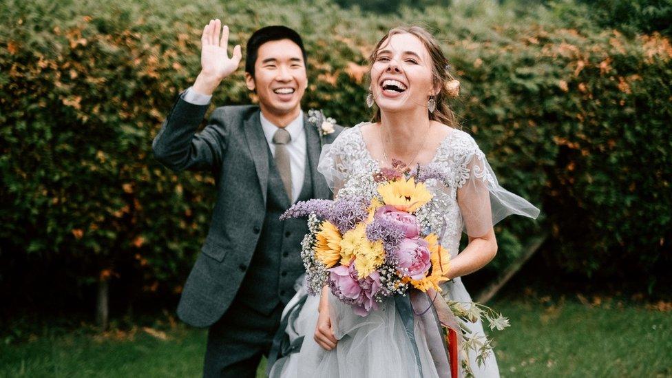 Elizabeth Facer and Ian Choi celebrate their marriage