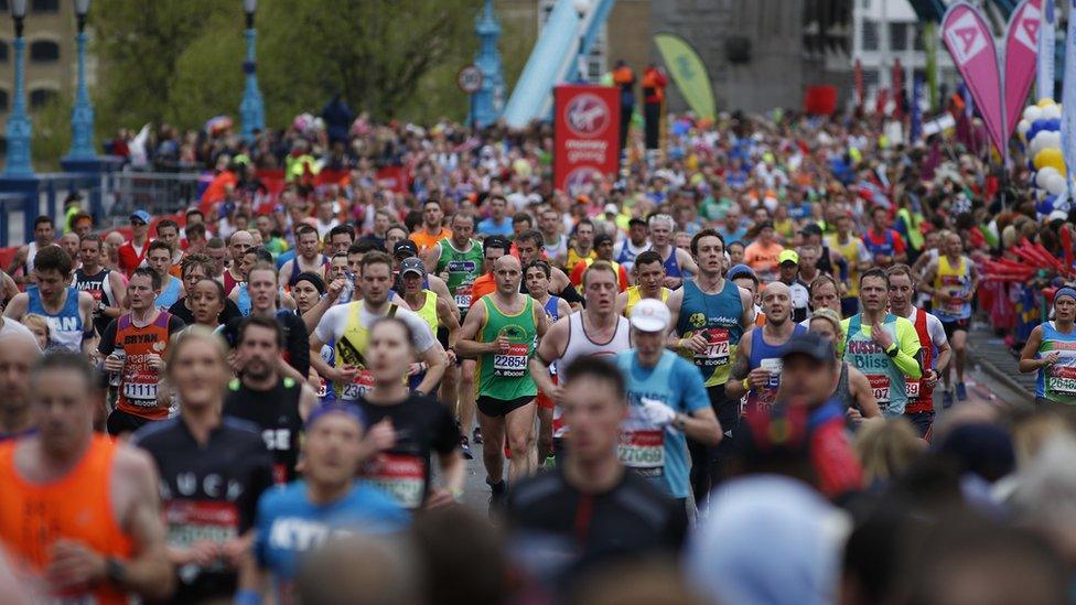 People running the London marathon in 2015.