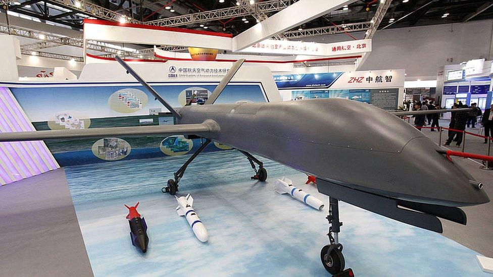 A Cai Hong 4 (CH-4 or Rainbow 4) Unmanned Aerial Vehicle (UAV) on display September 25, 2013