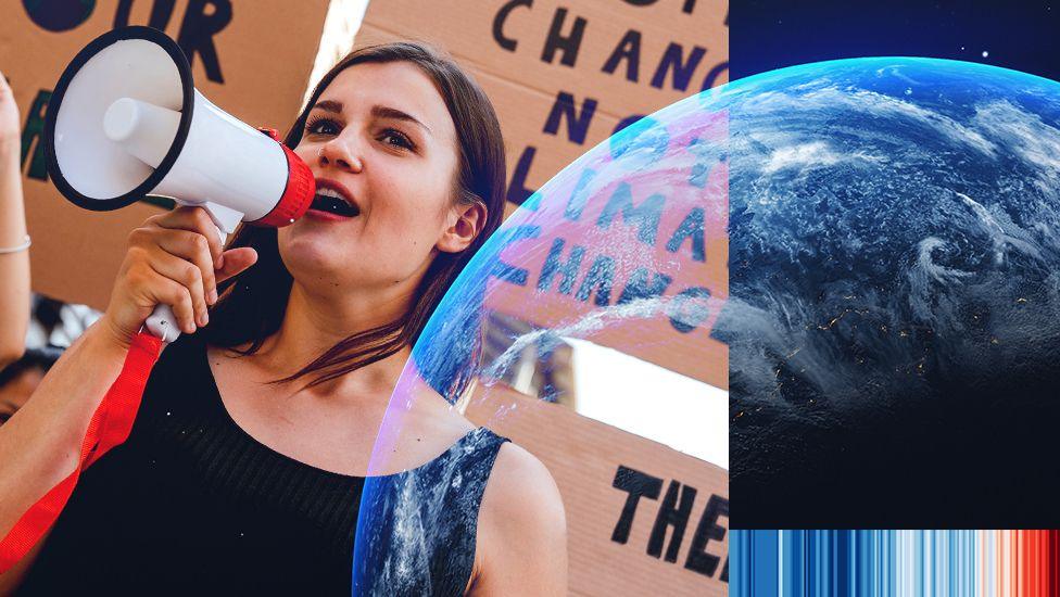 A protestor with a megaphone