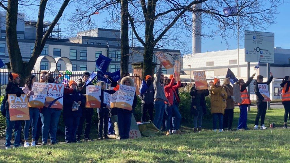 Doctors striking in Derby