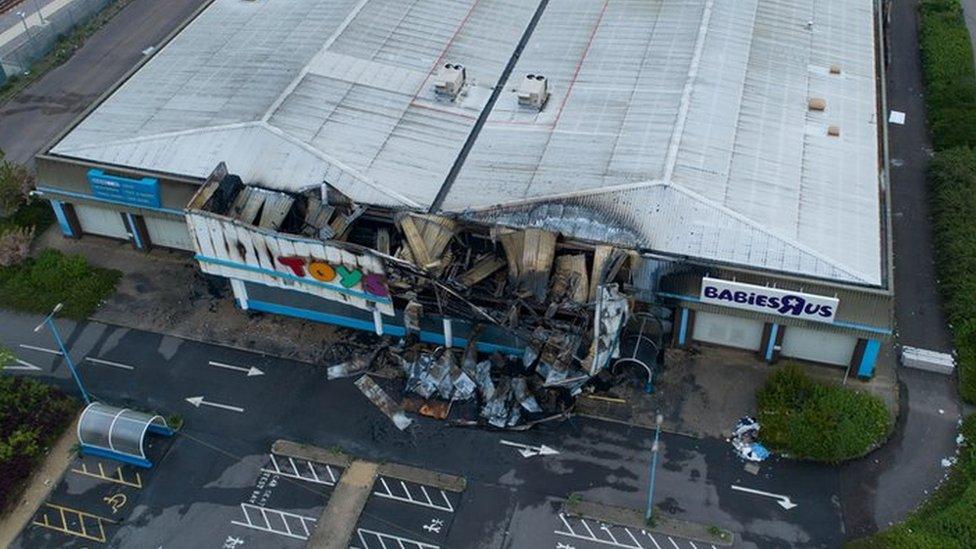 Damaged Toys R Us building