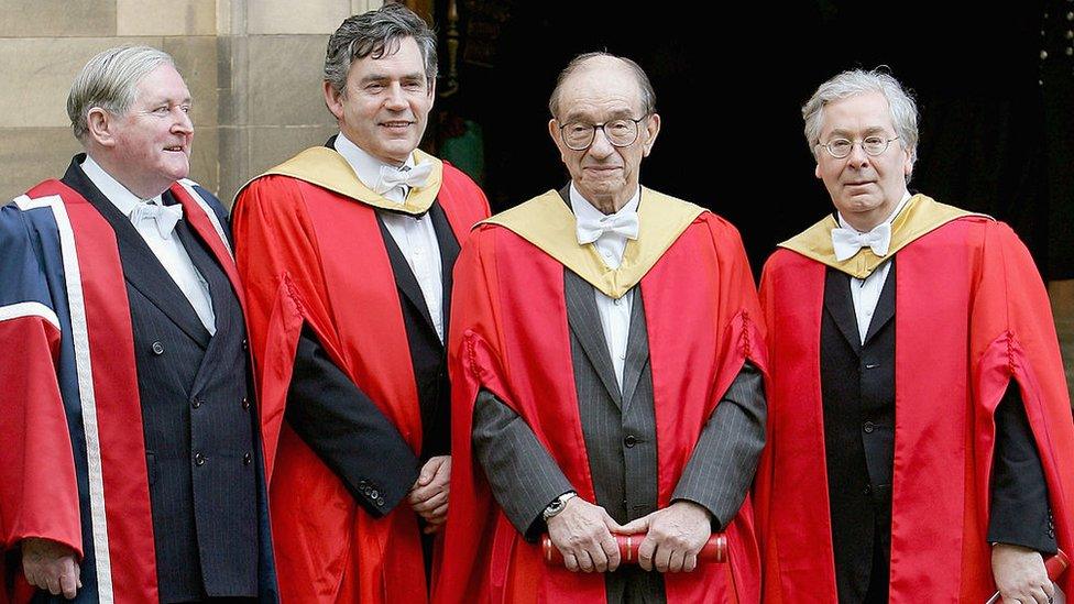 Sir Angus Grossart, Gordon Brown, Alan Greenspan and Mervyn King