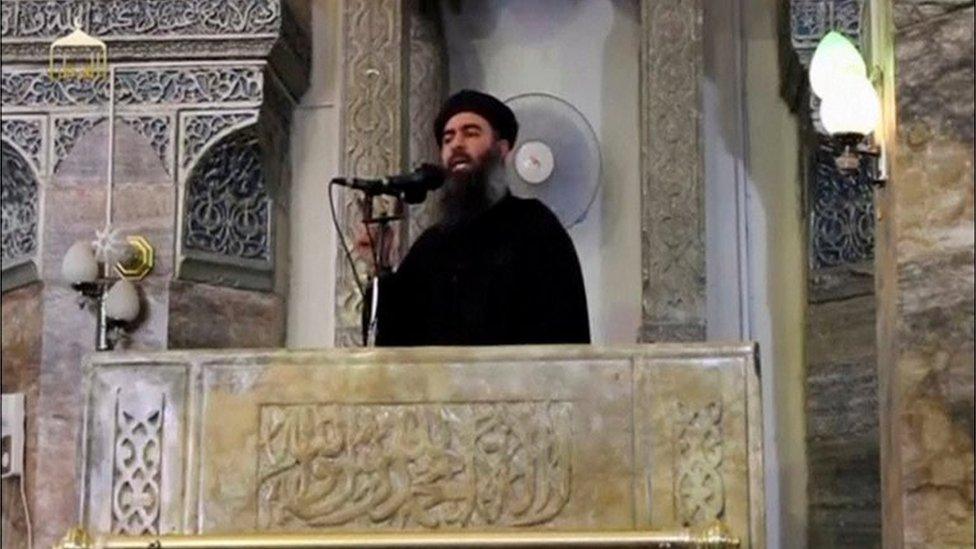 Abu Bakr al-Baghdadi appears inside mosque in Mosul from 2014