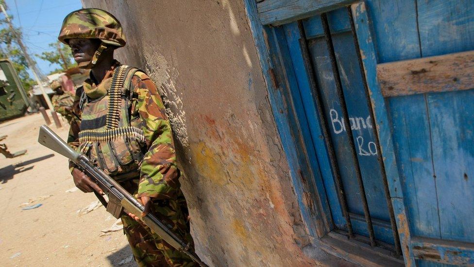 A soldier of the Kenyan Contingent serving with the African Union Mission in Somalia