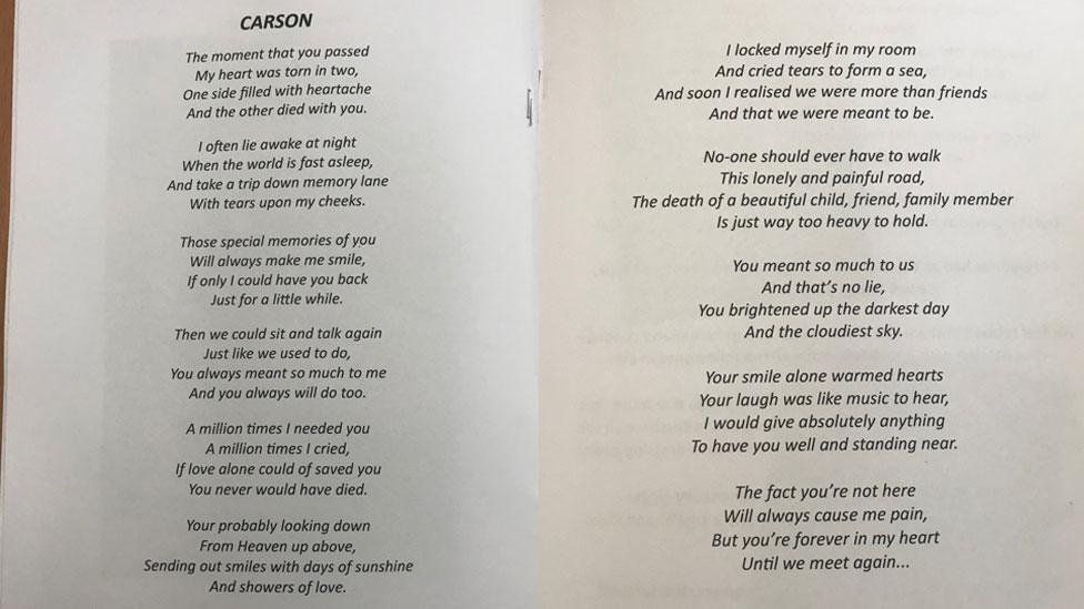 Poem in funeral service