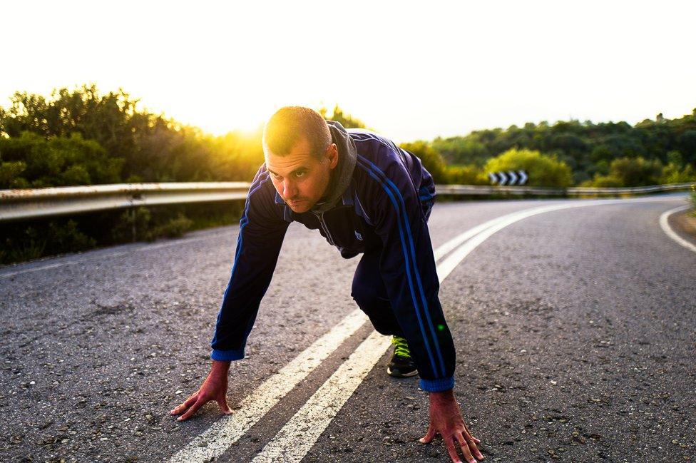 Man about to set off on a run