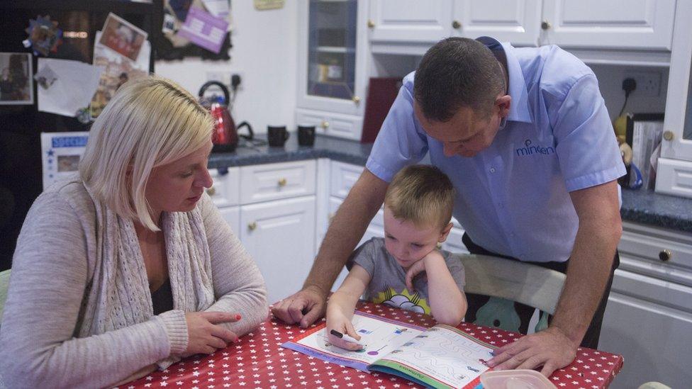 Reading practice at the kitchen table