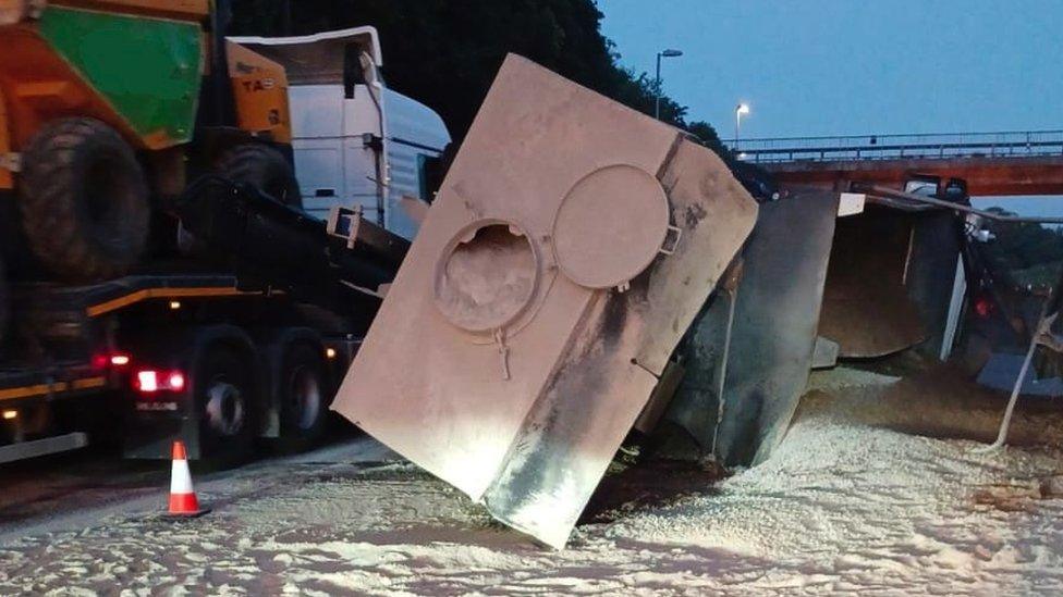 HGV overturned on the M32