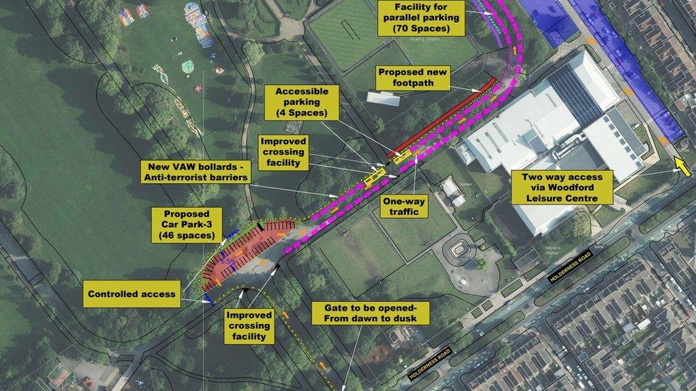 A map showing the revised plans