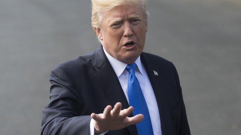 US President Donald Trump speaks to the media on the South Lawn of the White House in Washington