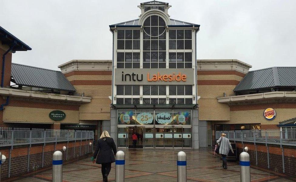 Lakeside shopping centre exterior view