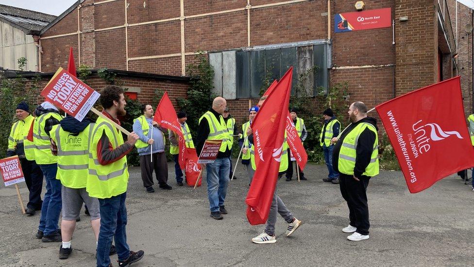 Striking Go North East staff in Hexham